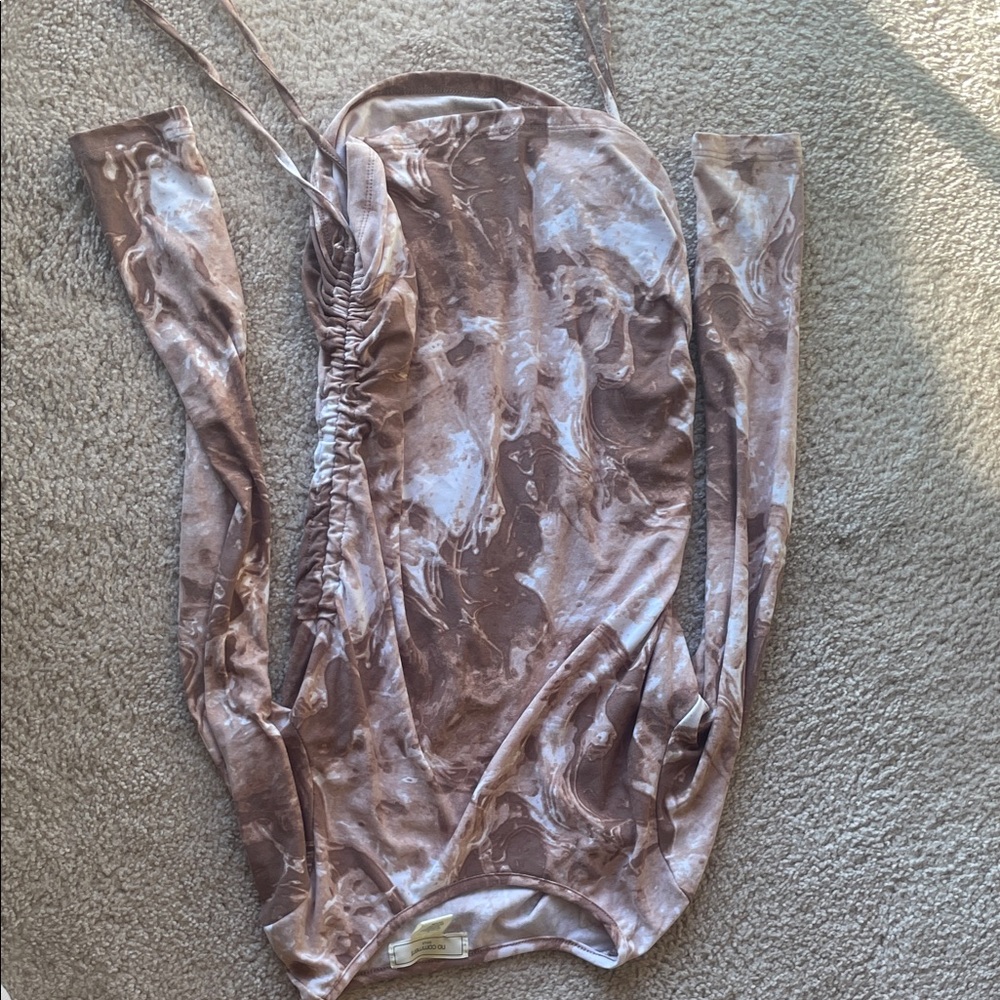 No Comment NY LA Brown Swirl Long Sleeve Size Large